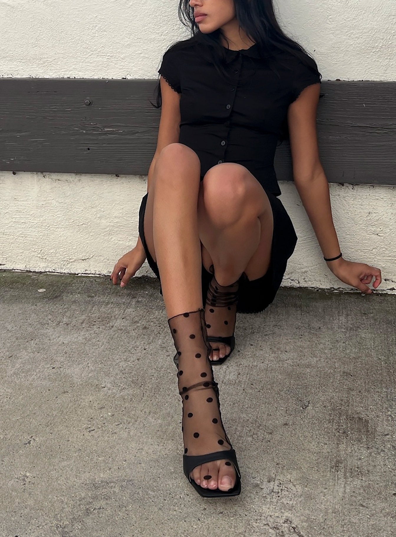 Jaymie-Sheer-Socks-Black-Polka