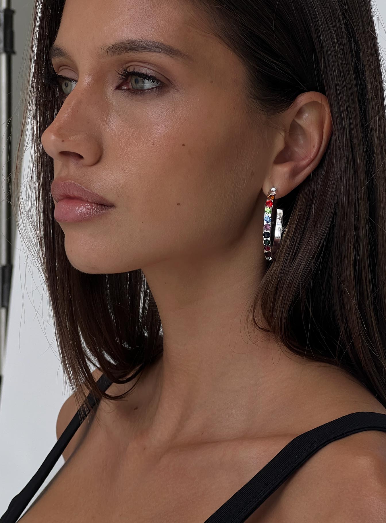 Leanah-Gemstone-Hoop-Earrings-Silver