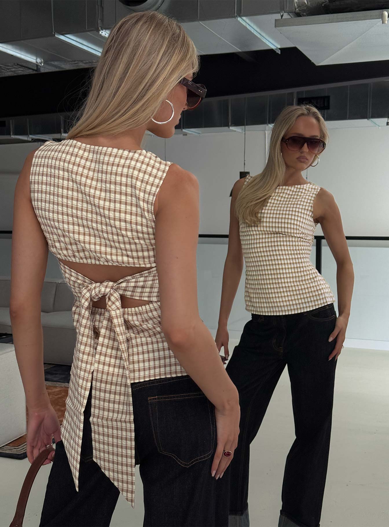 Michaud-top-brown-gingham