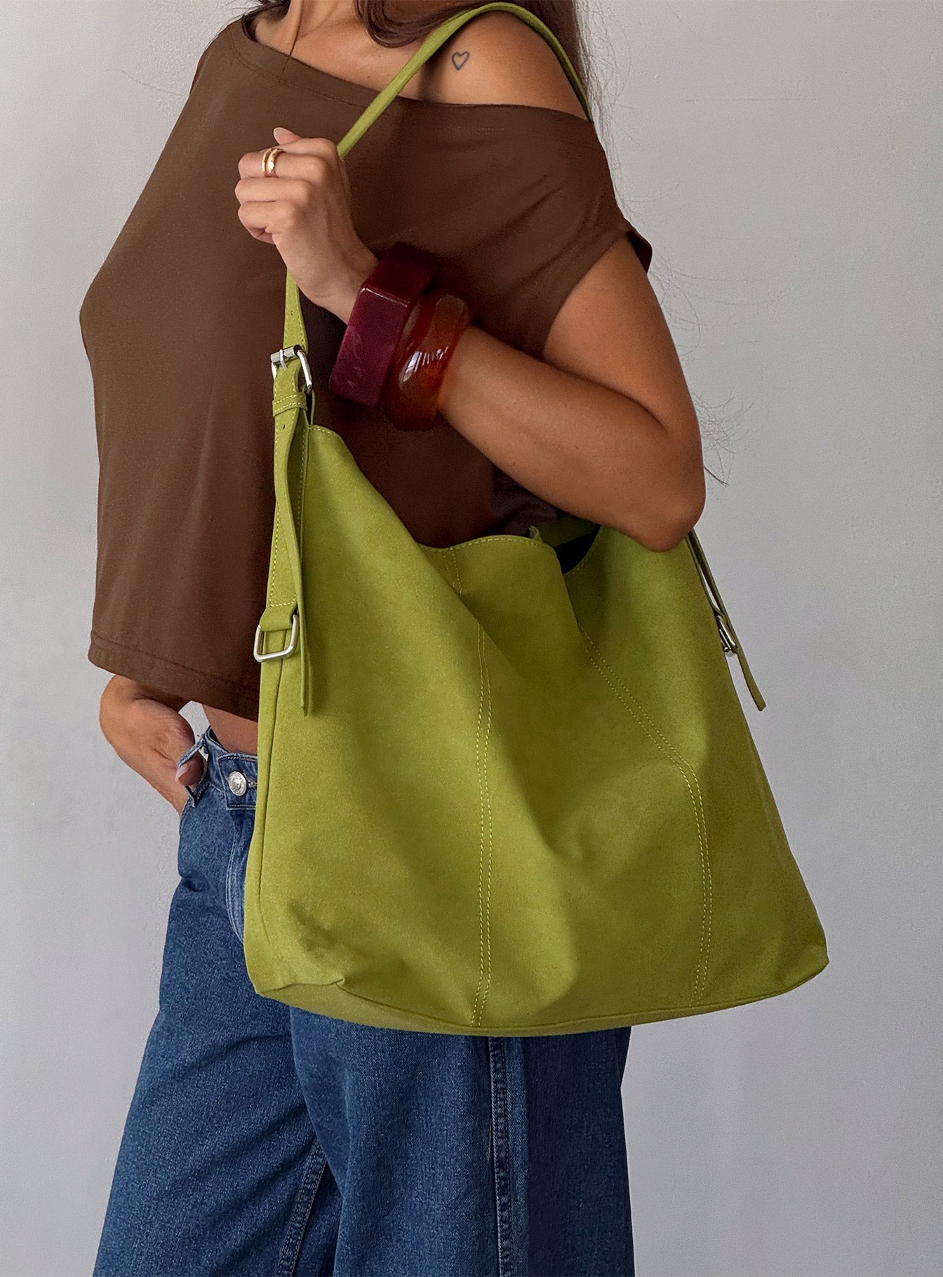 bonus-points-faux-suede-shoulder-bag-green