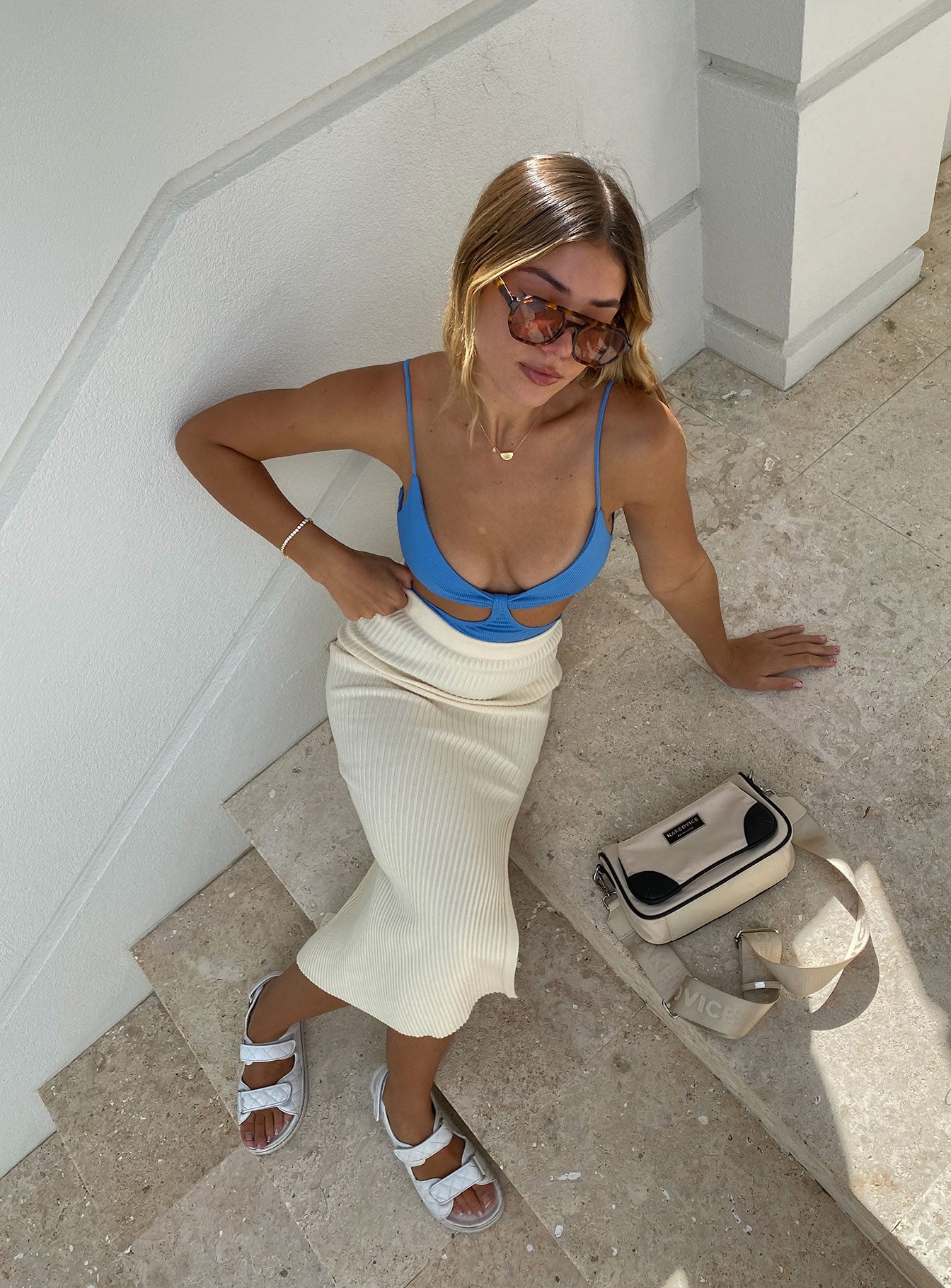 dekota_thompson-Tanna-Midi-Skirt-Cream-AU6-and-River-Bodysuit-Blue-AU6