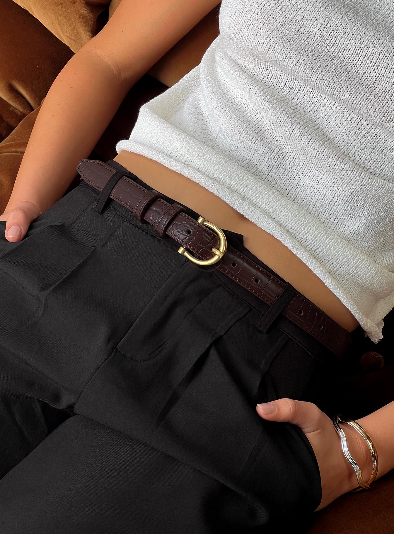 top-tier-textured-belt-chocolate-gold